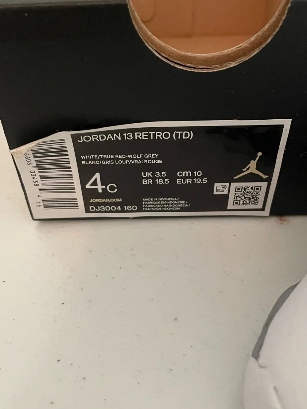 Jordan 13 Retro Sneakers Toddler Size 4c Wolf Grey Leather Lace Up DJ3004-160
